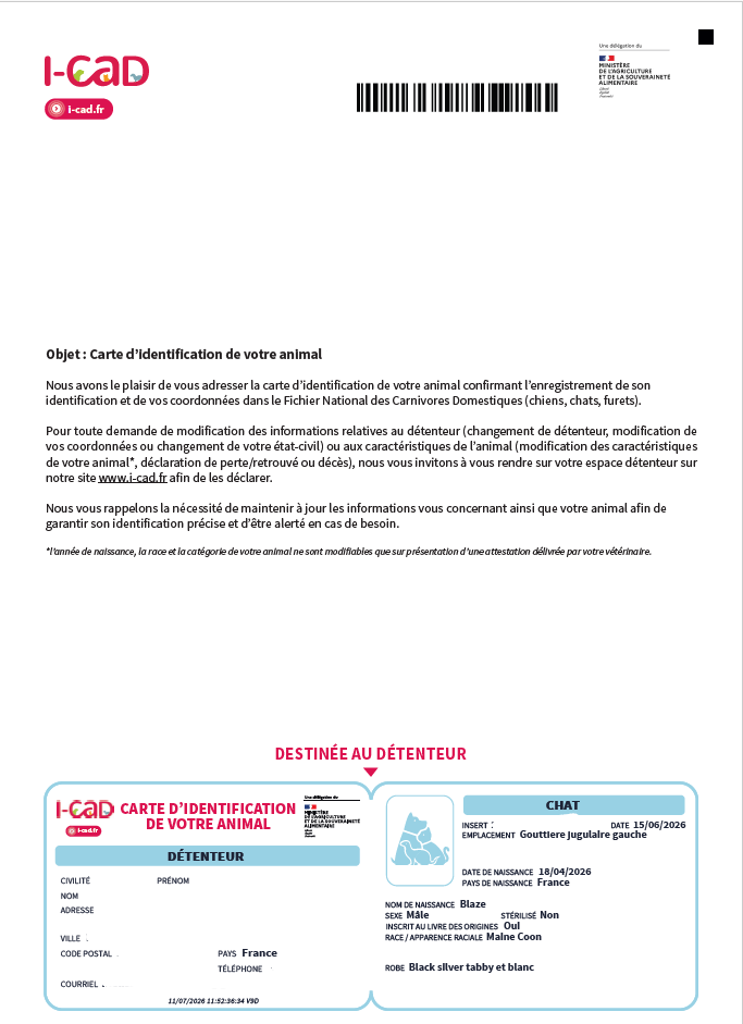 Certificat ICAD Certificat ICAD