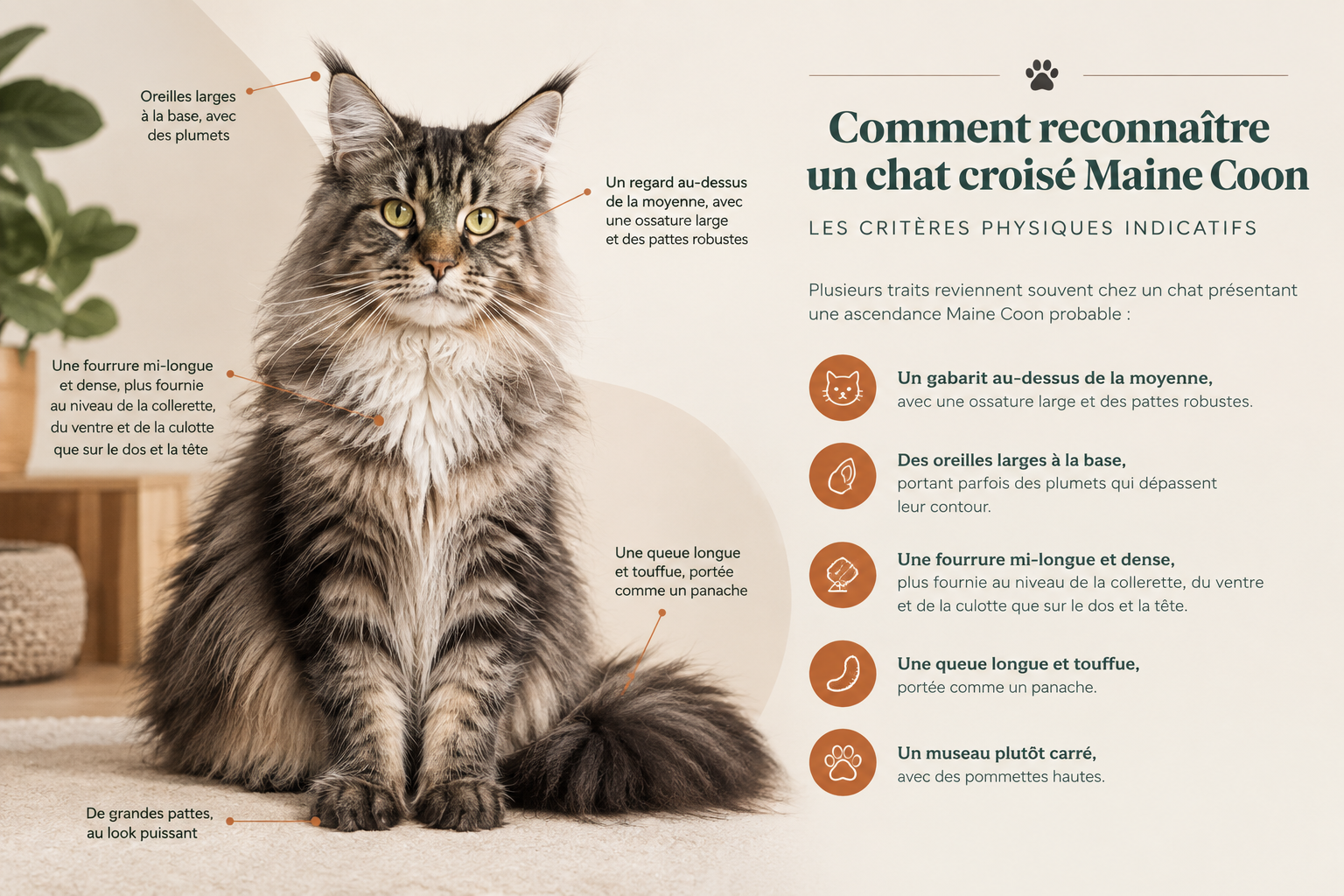 reconnaître un chat maine coon croisé Critères physiques permettant de reconnaître un chat croisé Maine Coon