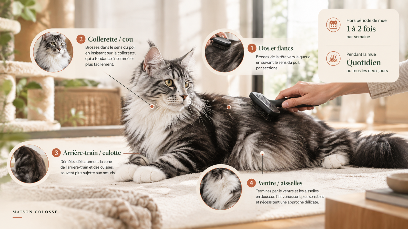 Le protocole de brossage d'un maine coon